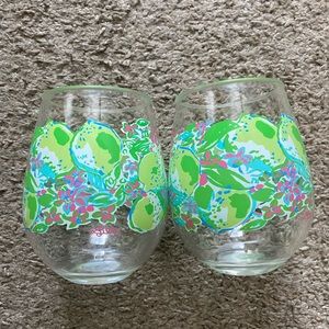 Lilly Pulitzer Acrylic stemless wine glasses